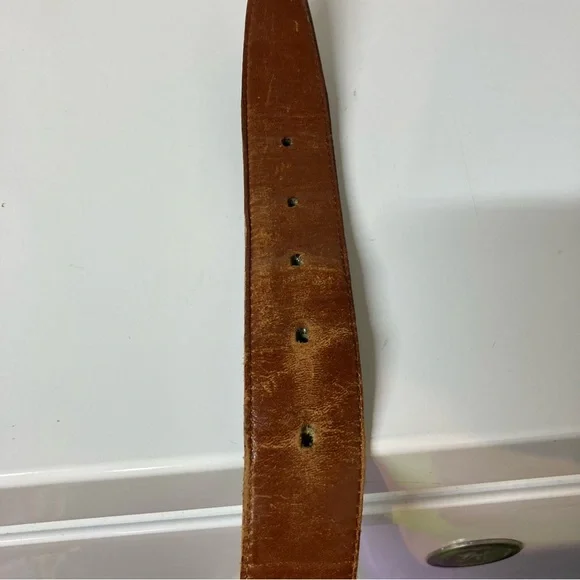 Coach Black Leather Belt with brass Buckle size 38 width 1.25” - Picture 6 of 6